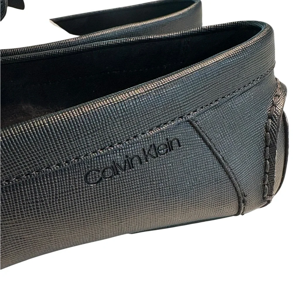 Calvin Klein Magnus Weave Emboss Men’s Black Textured Slip-On Loafers 9.5M NIB